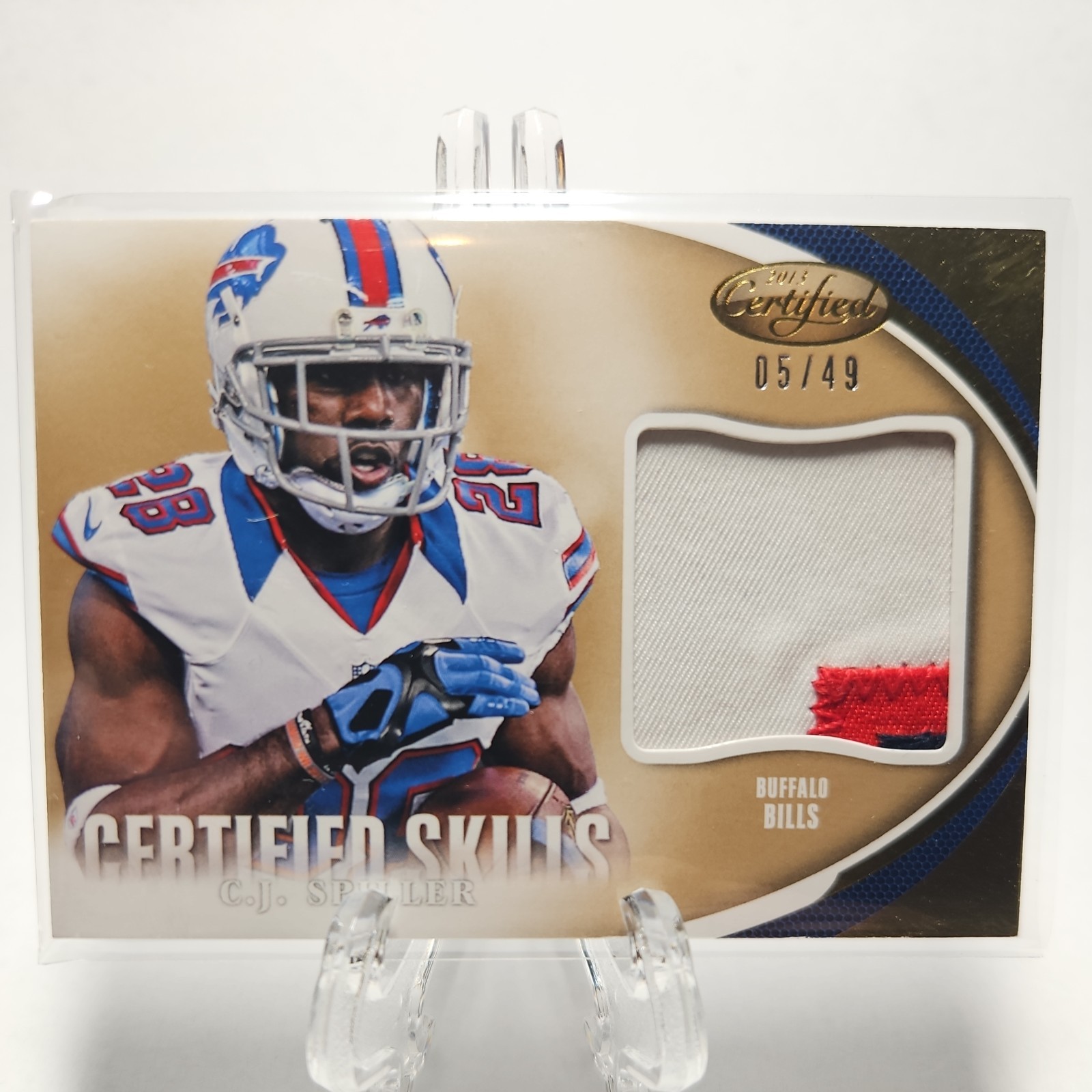 2013 Certified Certified Skills Materials Prime 5/49 CJ Spiller GAME WORN PATCH