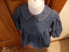 Osh Kosh Girl's Denim Dress Long Sleeves Size 2T Vintage