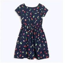 NWT Crewcuts Factory Navy Open Back Veggie Print Dress Sz 12