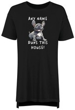 Personalised Name Runs This House Frenchie Dog Nightie Womens Night Shirt