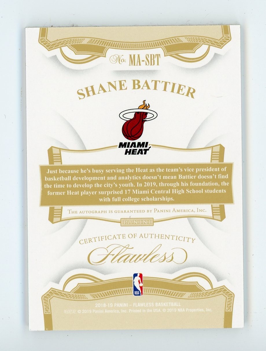 2018-19 Panini Flawless #MA-SBT Shane Battier Momentous Auto /25 view 2