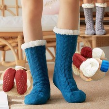 Winter Cozy Fuzzy Non-Skid Thick Fleece Lined Thermal Slipper Socks Men Women US