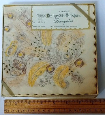 Vintage Baumgartens Floral Rice Paper Napkins Pack Of 20 Luncheon 7''x7'' NIP
