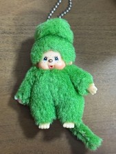 Monchhichi Aichi Expo 2005 Boy Keychain Mascot Plush Green Sekiguchi Vintage F/S
