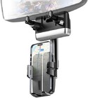 Car Rear View Mirror Phone Holder 360° Rotating Retractable Mount 4-7 Inch Cell