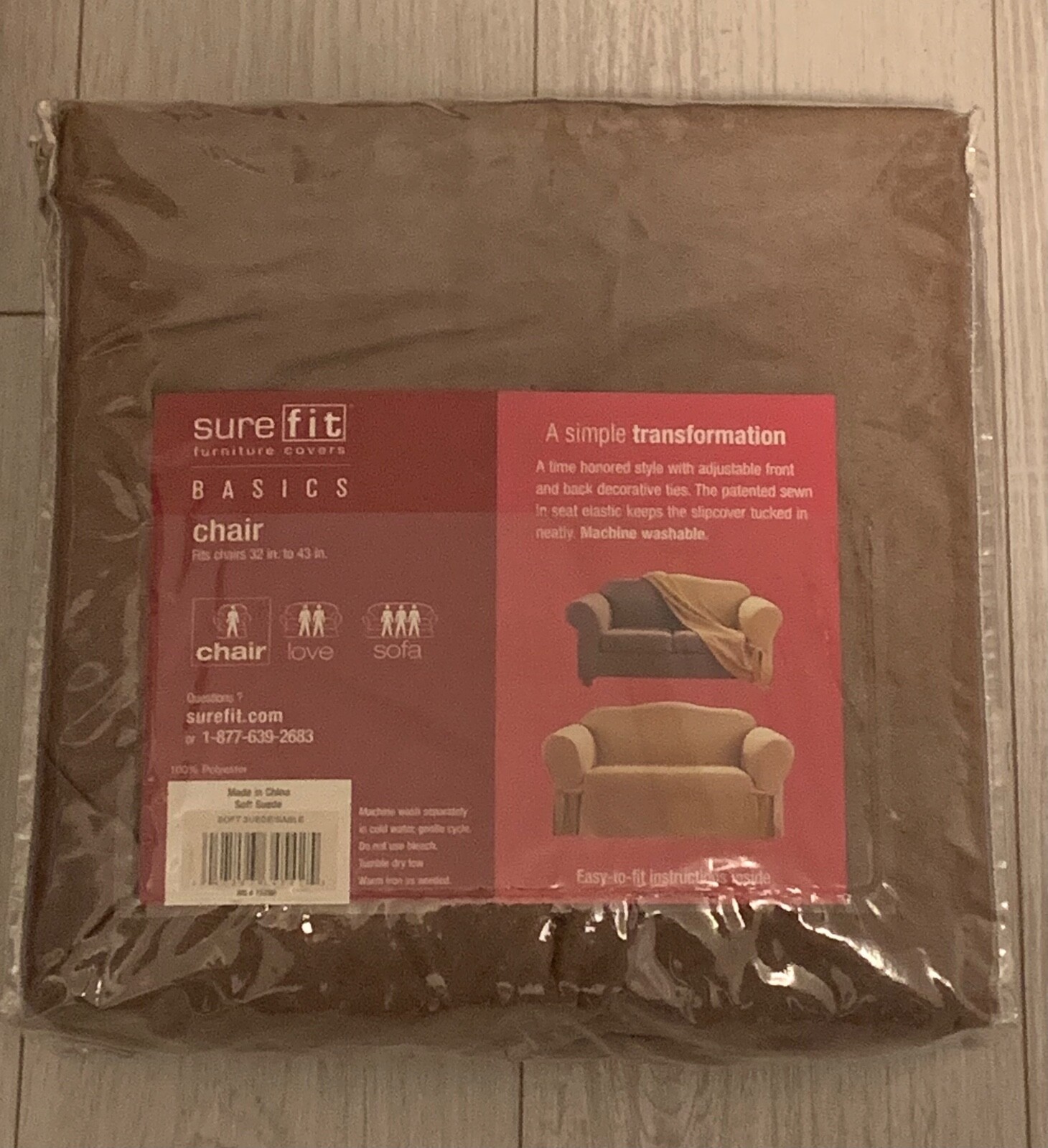 Sure Fit 1 Piece Soft Suede Chair Slipcover- Color *SABLE* - NEW