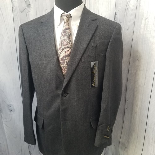 New Andrew Fezza Men's Blazer 40S Gray Sport Coat Jacket LAMBSWOOL $275 Retail - Picture 3 of 24