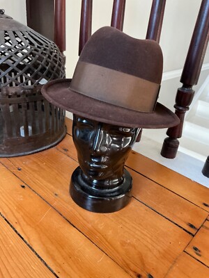 Vintage Excellent 1950 s Kevin McAndrew Brown Beaver Fifteen Fedora Size 7
