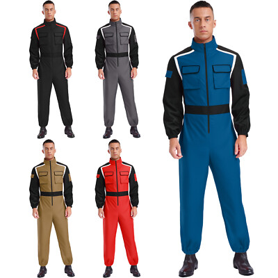 Herren Rennfahrer Feuerwehrmann Cosplay Strampler Langarm Overall für Halloween