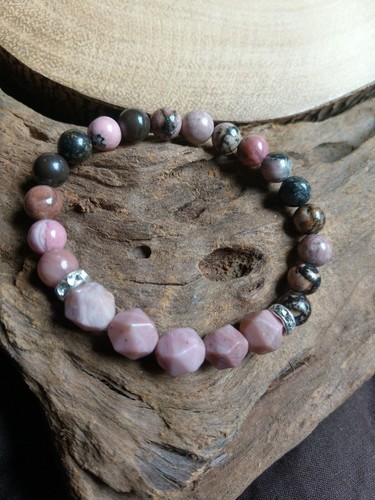 Pulsera de rodonita y rodocrosita cristal regalo curativo para su bruja - Imagen 9 de 12