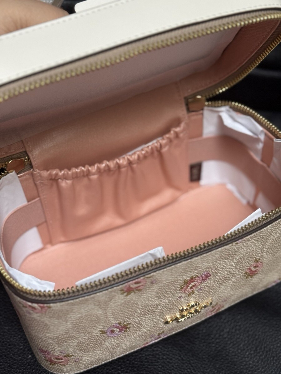 NWT Coach Cosmetic Case Signature Canvas With Floral Print CAP14
