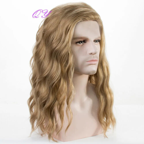 Rock heavy Metal Synthetic Long Wavy Hair Wigs For Men Curly Natural Wig  - Picture 1 of 31