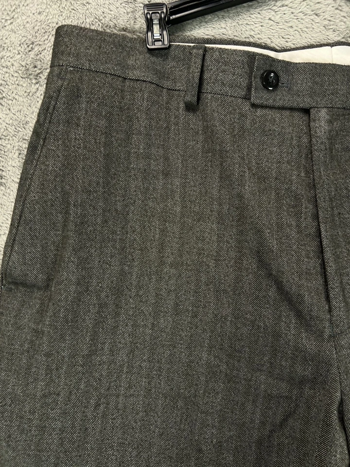 Pantalones de vestir Alan River para hombre 36x30 gris espiga vestido pantalón plano real 36x28 Foto 2 de 4