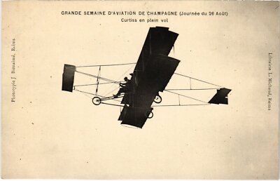 PC AVIATION PILOT CURTISS EN PLEIN VOL CHAMPAGNE (a40749)