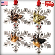 Pewter Dog Basenji Snowflake Christmas Tree Ornaments, Made in the USA