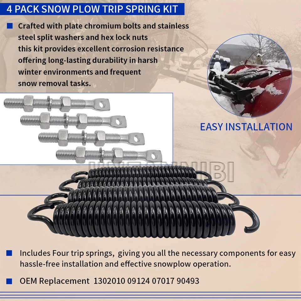 Paquete de 4 pernos de resorte de viaje para quitanieves Meyer 07017 1302010 09124 Foto 2 de 4