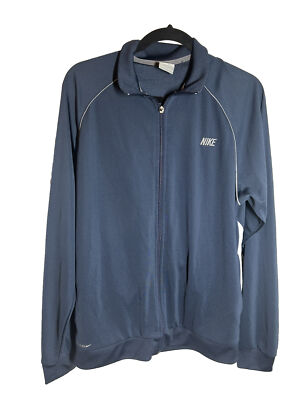 Nike Jacket Adult Mens Large Blue Full Zip Basketball Warm Up Workout Gym