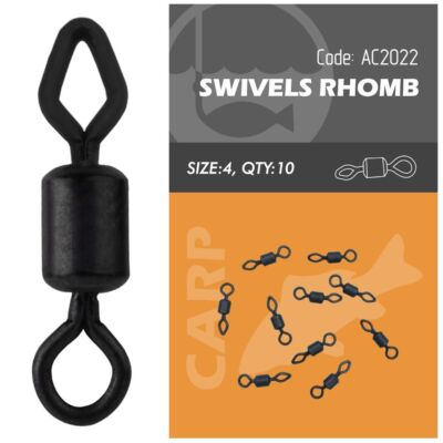 Rhomb Swivels 10 Pack Life - ORANGE Size 4 Hybrid Diamond Round Eye Barrel Swivels