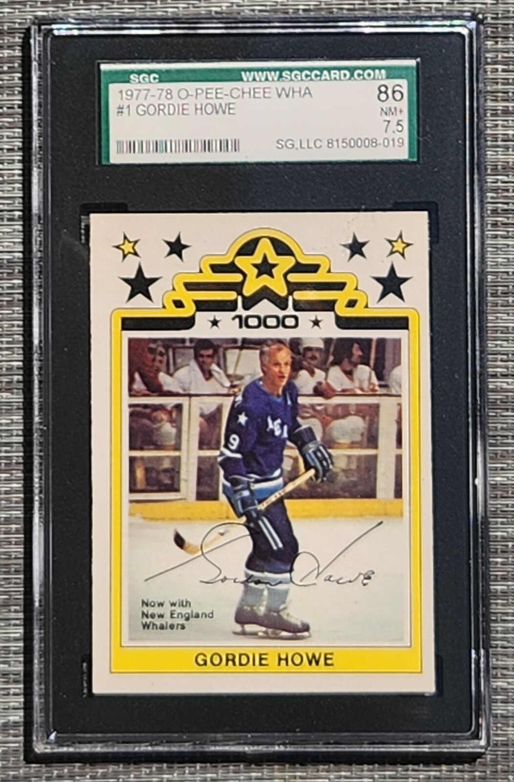 1977-78 Gordie Howe OPC WHA #1 Graded SGC 7.5 NM+ Whalers *1000 GOAL* O ...