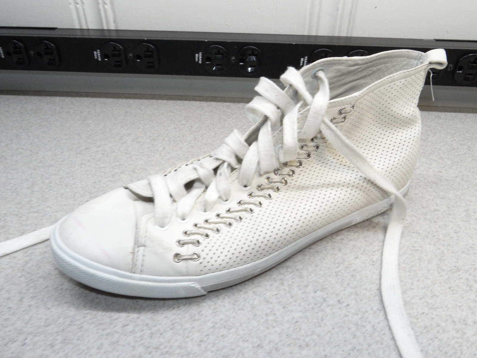 Vintage Prada Red Tab White Leather High Top Sneakers Women’s Size 40 RARE image 6