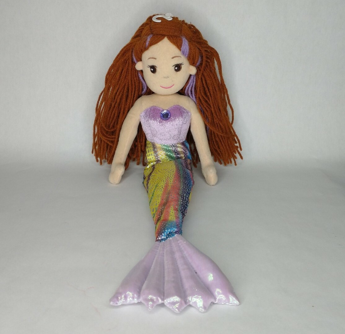 Aurora 17" Plush Mermaid Brown Yarn Hair Stuffed Animal Doll