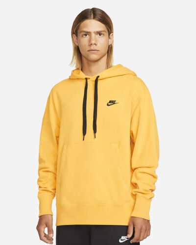 Men's Nike Sportswear Classic Fleece Pullover Hoodie M Yellow DA0023 Sweatshirt eBay