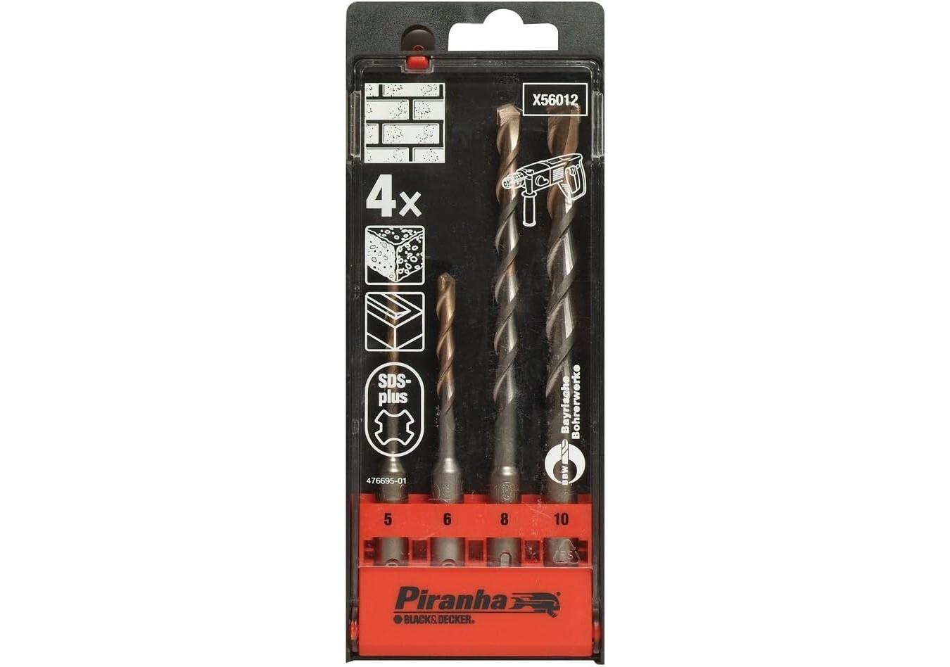 BLACK&DECKER - SET PUNTE PER FORATURA ATTACCO SDS 5/6/8/10MM