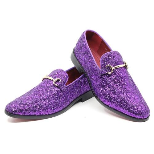 Mocassini slip on alla moda uomo fumo scintillanti glitter - Foto 19 di 25