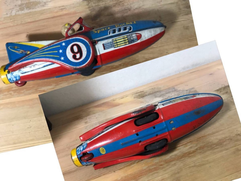 Space Rocket Tin Rocket 33cm Masudaya Vintage eBay