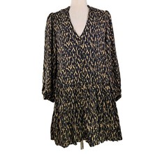 Zara Dress Size Small Drop Waist Tiered Babydoll Black Abstract Print Boho