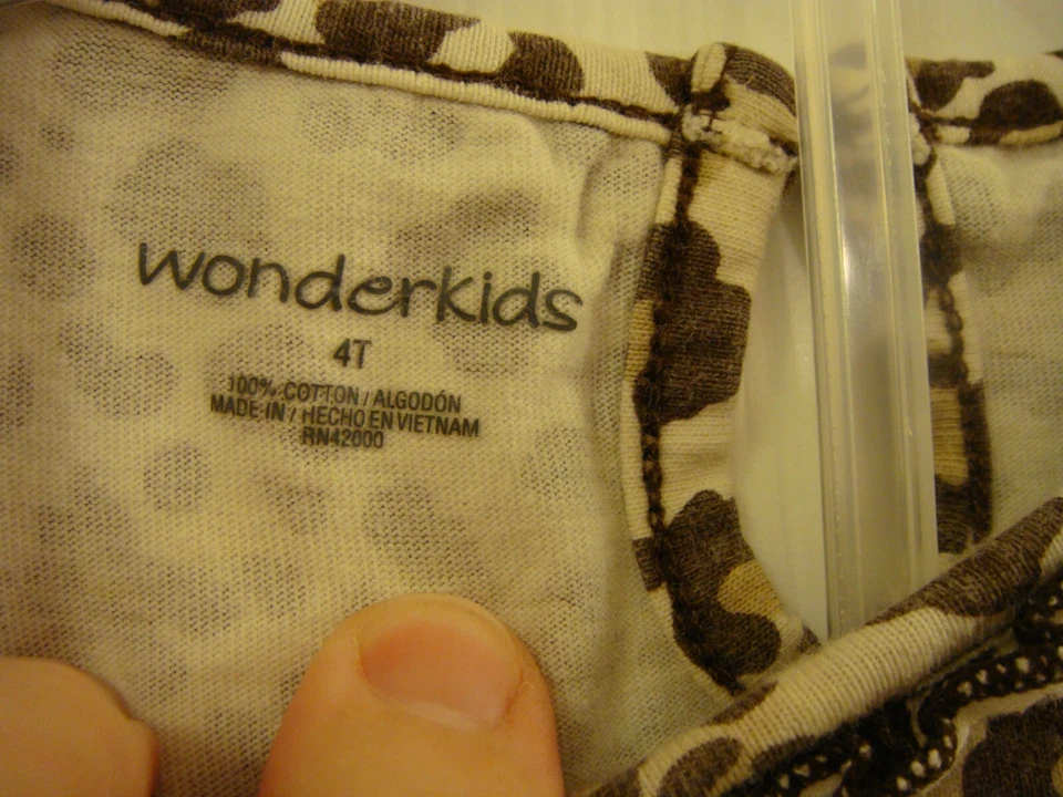 Vestido para niñas Wonderkids marrón estampado animal manga larga con volantes talla 4T Foto 2 de 4