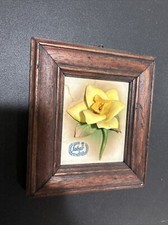 Capodimonte Porcellane Artistche yellow rose Flower Framed Pic Fabar Italy 6  