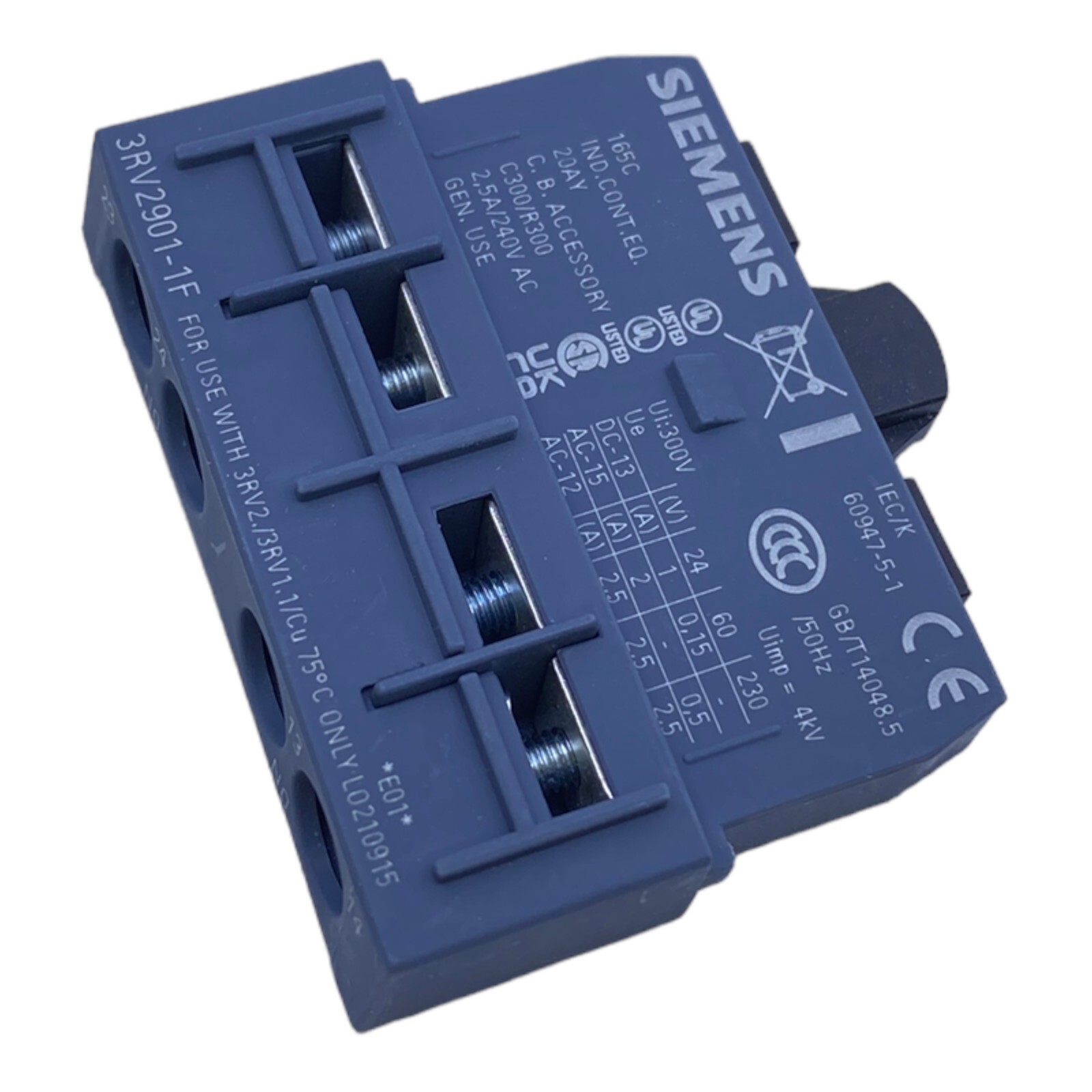 Siemens Interruttore Ausiliario 3RV2901-1A Blocco Contatti Ausiliari - Foto 4