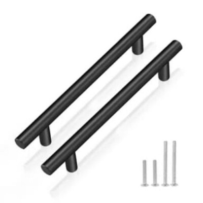 PinLin 30 Stück Küchentürgriffe 128 mm Loch mittig flach schwarz Schrank Han