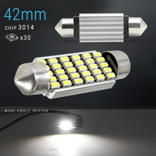 2x 42 Mm Festoon 3014 Chip Led Mapdome Interior Light Bulbs 6000k White
