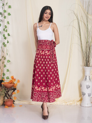 Jaipuri Print Rajasthani Tradtional Long Wrap Around Skirt Free