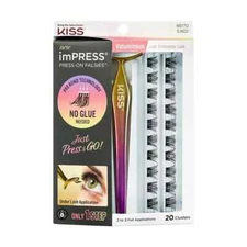 KISS imPRESS Falsies Press On Self Adhesive Eyelashes Kit, Black, 20 Clusters