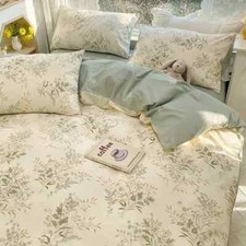 Floral Duvet Cover Set Flat Sheet Pillowcases Queen Size Boys Girls Bedding