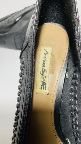 American Eagle Womens Open toe Heel Black Leather Pump Sz 7.5 (Heel 4”) - Picture 7 of 8