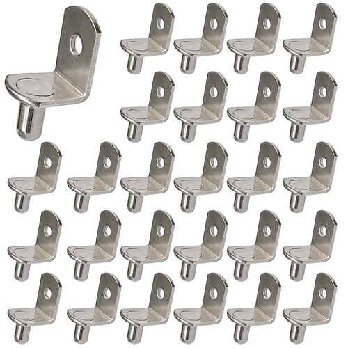 Confezione 50 Picchetti Supporto Scaffale 6mm Metallo Nichel Picchetti Supporto a Forma di L con Foro C...