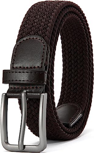 Braided Elastic Stretch Belt for Men Adjustable 30-36 Inch Waist in Brown