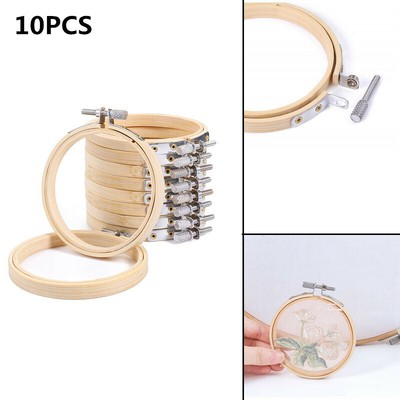 10PCS 10cm Wood Hand Embroidery Hoop Round Cross Stitch Frame Needlecrafts UK