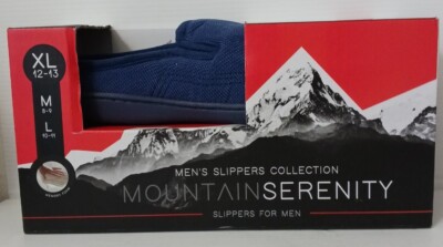 Mountain Serenity Men's Blue Slip On Memory Foam Slippers -Size XL 12-13