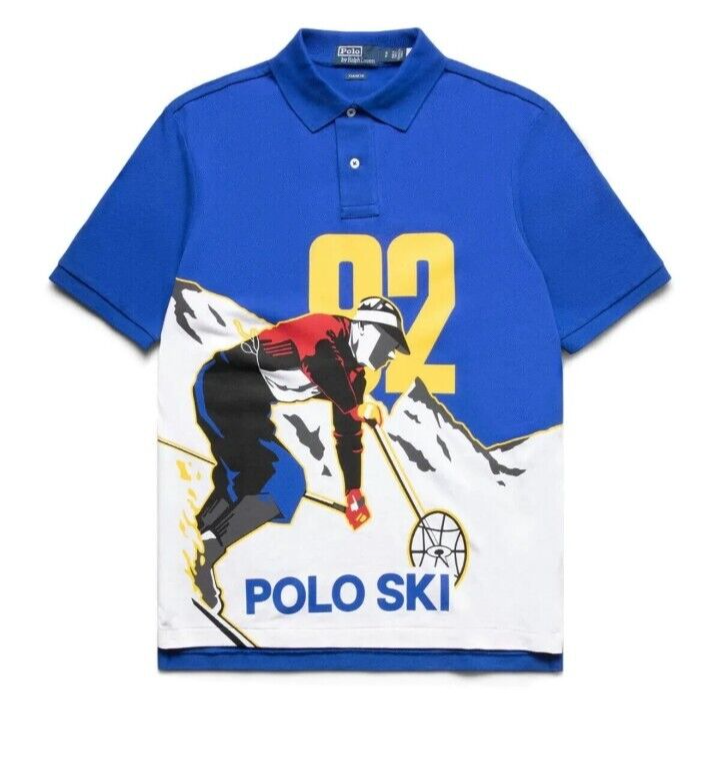 現行完売品✨Polo Ralph Lauren スモッキングブラウス ホワイト Polo Ralph Lauren Classic Fit 92 Graphic Print Ski Mesh Polo Shirt