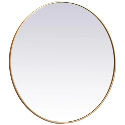 Elegant Decor Eternity 39" Round Mid Century Metal Frame Mirror in Brass - Picture 3 of 6