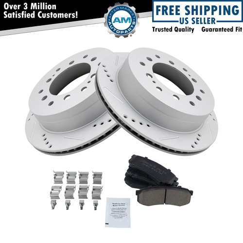Rear Ceramic Brake Pad & Drilled Slotted Performance Coated Rotor eBay