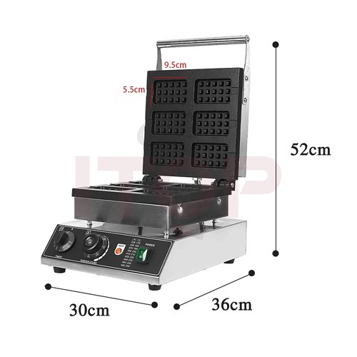 Máquina de gofres 6 piezas máquina de gofres para snack bar con temperatura y temporizador - Imagen 3 de 9