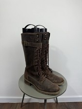 Timberland Tall Leather Biker Combat Boots Br...