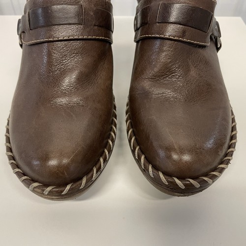 Y2K Frye Charlotte imbracatura con cintura in pelle marrone plateau mules donna taglia 10M - Foto 9 di 17