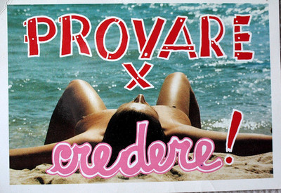 VINTAGE POSTCARD. TRY TO BELIEVE NAKED ON THE BEACH UNTRAVELED